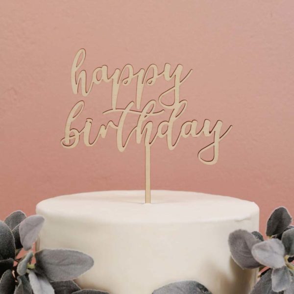 Ξύλινο cake topper Happy Birthday