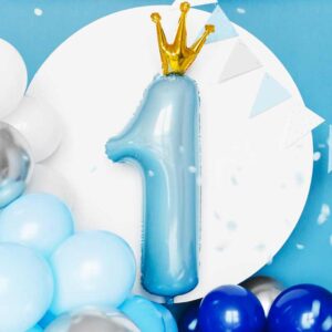 Μπαλόνι '1' Γαλάζιο με Κορώνα
